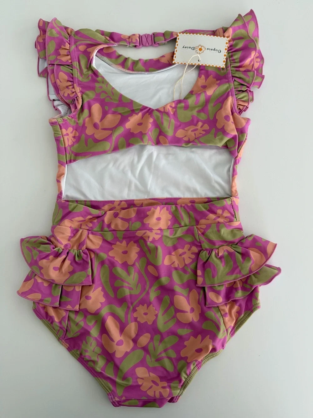 Girls Flutter Sleeve One-Piece Swimsuit